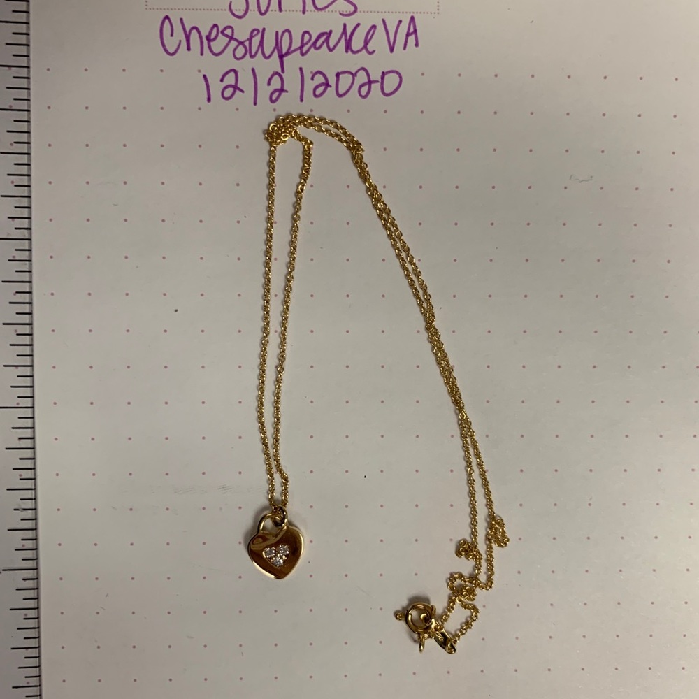 Tiffany and Co yellow gold heart diamond necklace